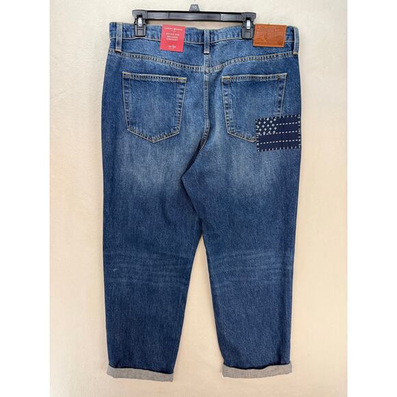 LUCKY BRAND LEGEND SERIES WOMEN'S 14/32R BOY MID RISE RELAXED STRAIGHT PATCHWORK - Picture 7 of 8